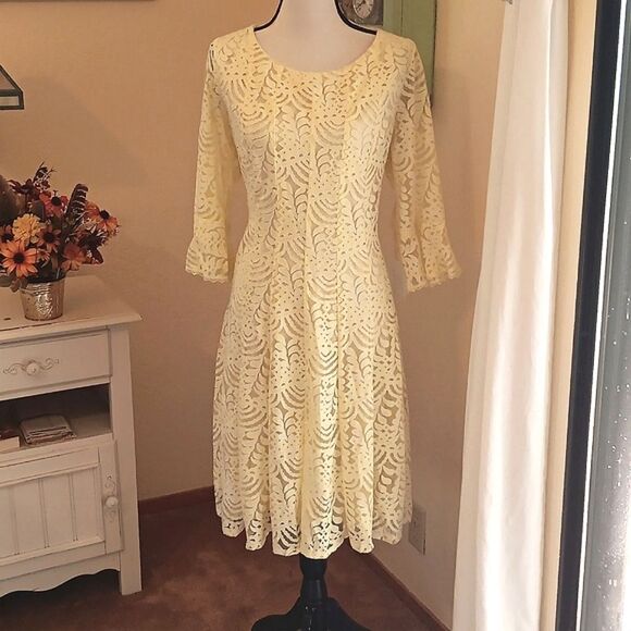 NWT Rabbit Rabbit Rabbit Yellow Lace Dress - Picture 1 of 13